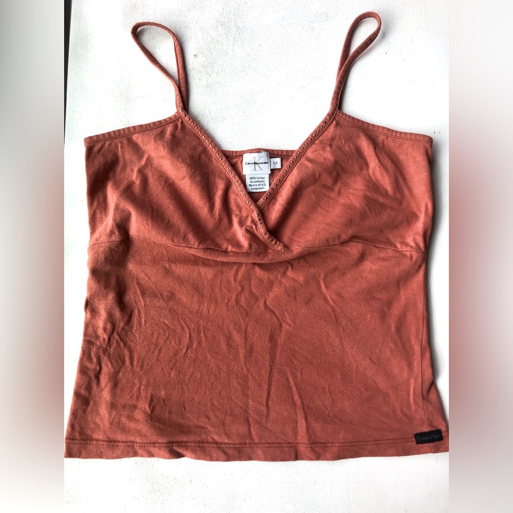 Calvin Klein studded thin strap top - orange. From the 90s - see size and wear
